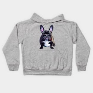 Fluffy Blue French Bulldog Feeling Cute Bulldog Puppy Kids Hoodie